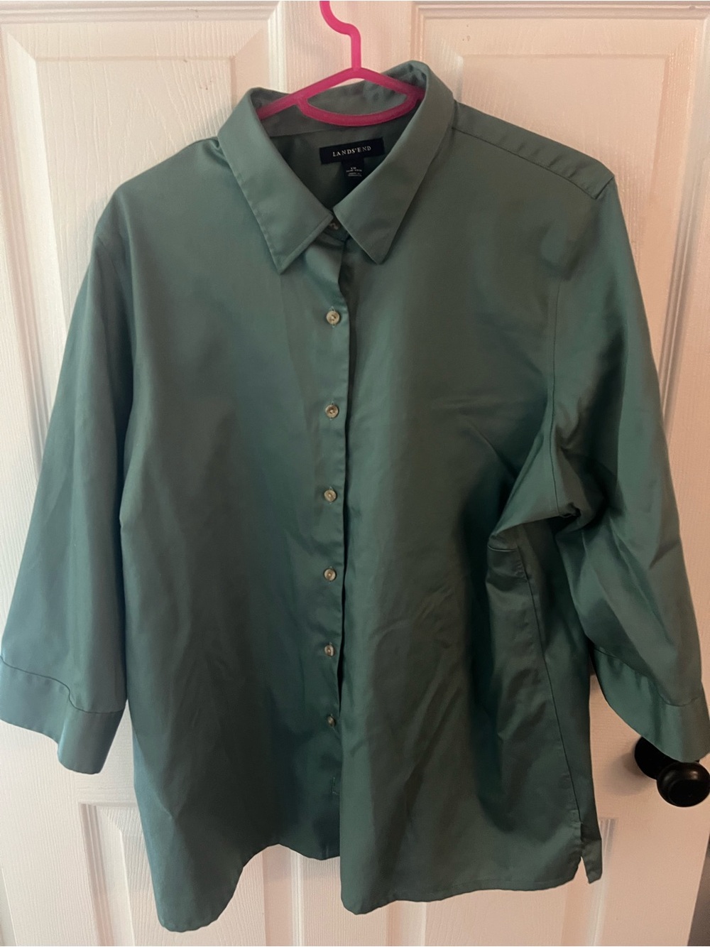 Lands' End Men's Teal Green Button-Front Shirt